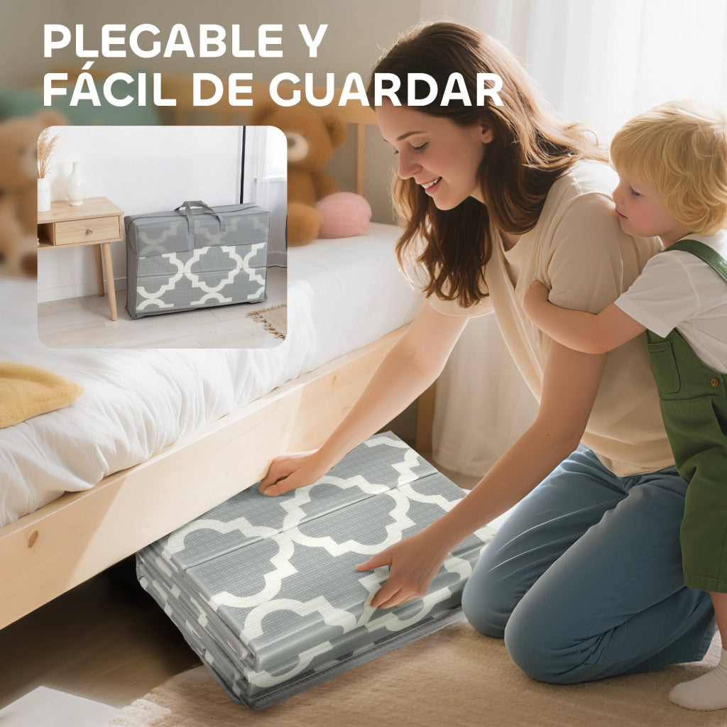 Tappeto Pieghevole Reversibile per Bambini ¨C zephmum ¨C 202x180.5x1 cm Multicolor Impermeabile