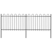 Recinzione da Giardino con Parte Superiore ad Anello in Acciaio 337x120 cm Nera 277666