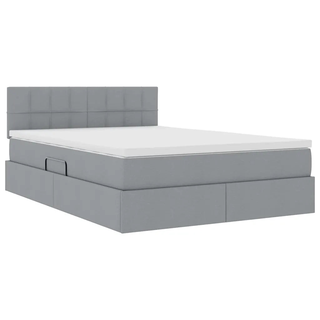 Letto con contenitore LED e materasso Grigio Chiaro