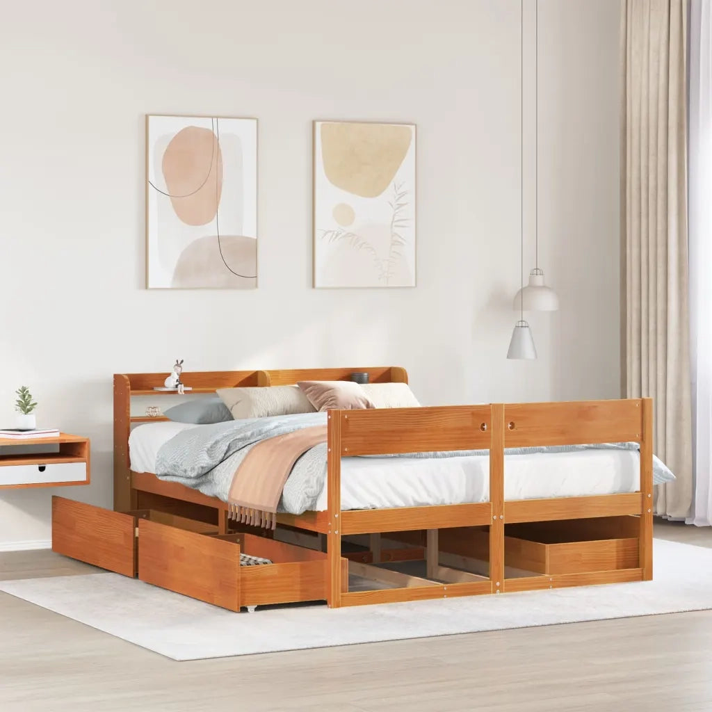vidaXL Letto senza Materasso Marrone Cera 160x200 cm in Legno di Pino