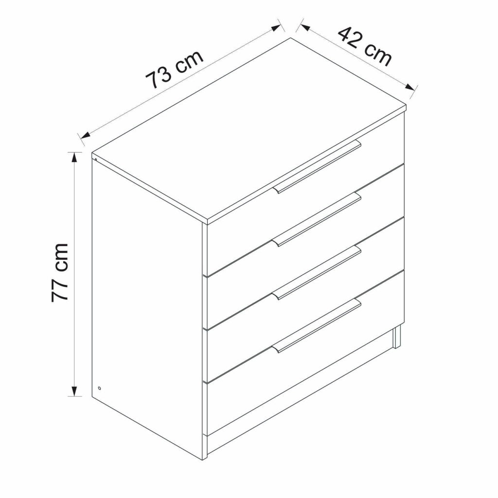 Elysee, Cassettiera 5 Cassetti, 73x42x77h cm Marrone Noce