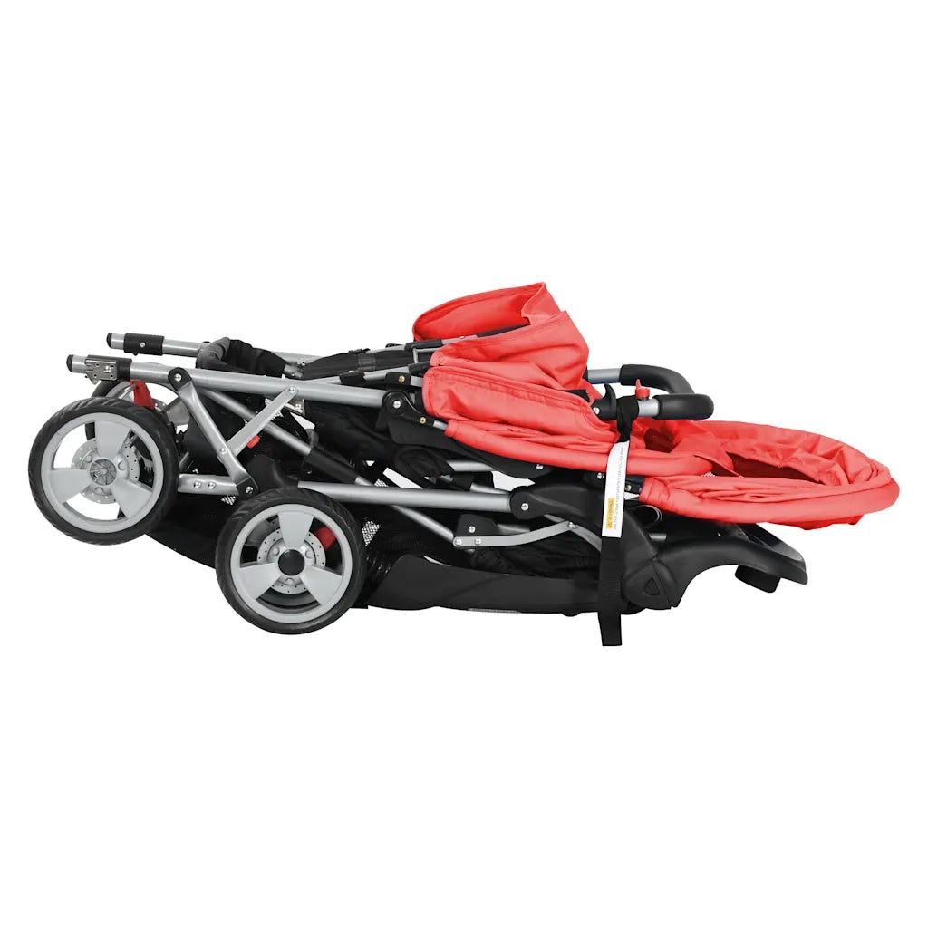 Passeggino Gemellare a Tandem in Acciaio Rosso e Nero CFW6625547