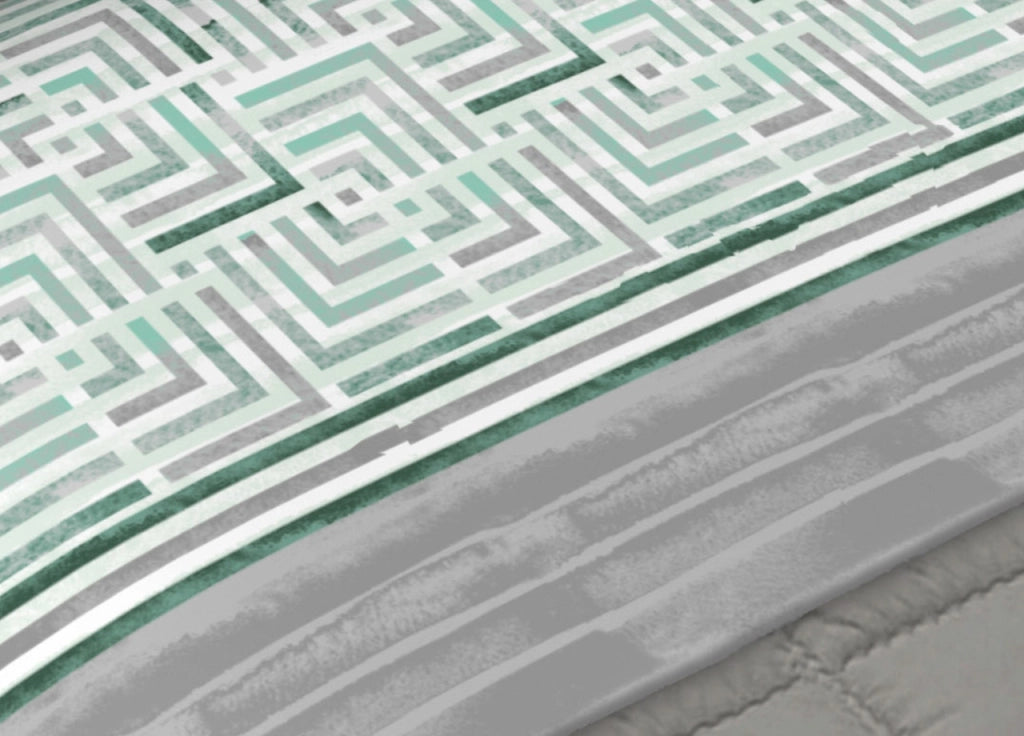 Completo Lenzuola Letto 100% Cotone Made Italy Disegno Lab CN - Matrimoniale - Verde