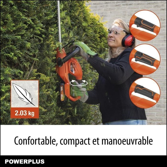Dimensione a doppia altezza di potenza Powdpg75320 Batteria - 20 V, batteria e caricabatterie inclusi, lama da 580 mm, deviazione da 18 mm