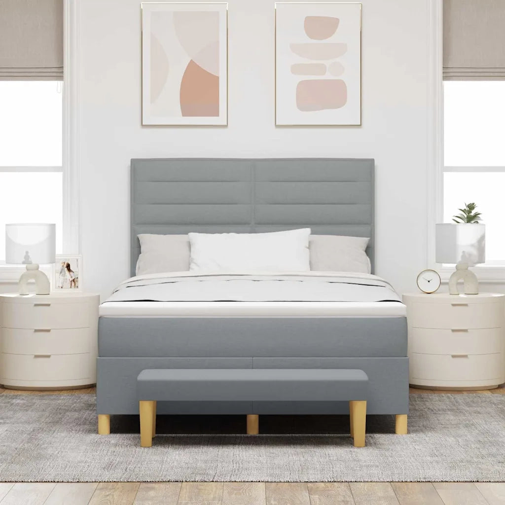Letto a molle con materasso Grigio chiaro 140 x 200 cm Tessuto