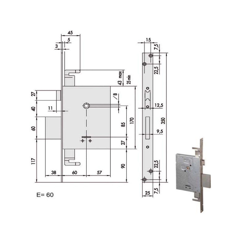 Serratura Infilare Ferro 57255-60-0 Cisa