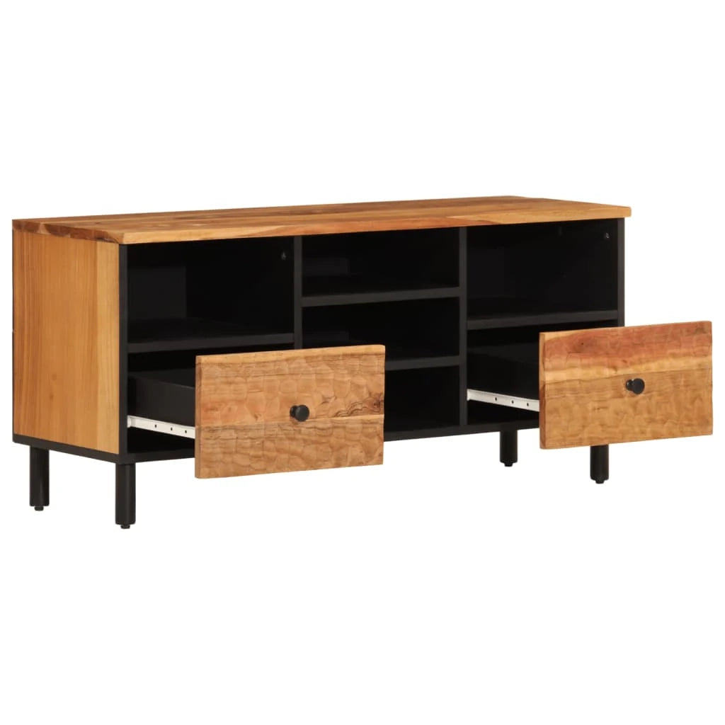 Mobile TV multimediale scaffale TV credenza mobile TV sala da pranzo soggiorno camera da letto 100 x 33 x 46 cm legno massello di acacia marrone 02_0025444