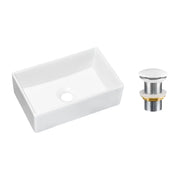 Lavabo rettangolare da appoggio 35x22 cm bianco lucido con piletta click clack