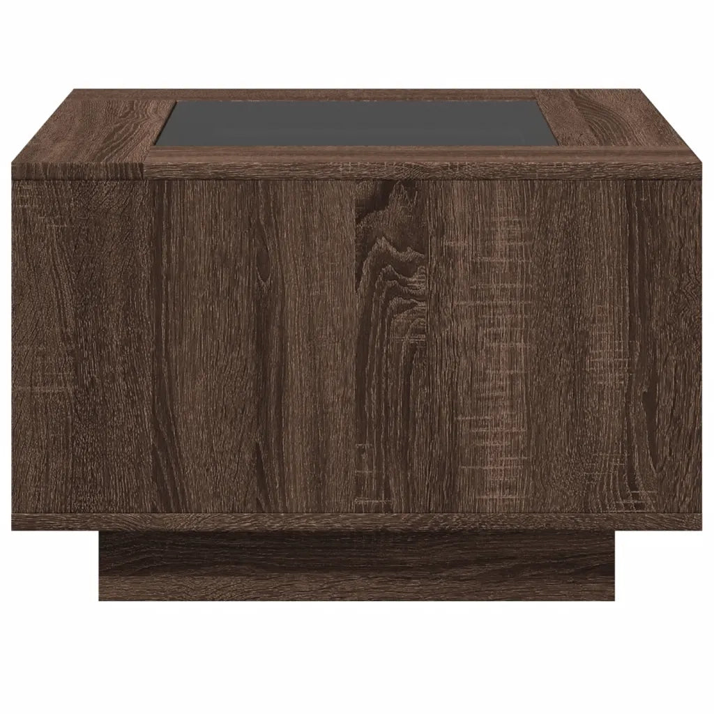 Tavolino Salotto con LED Rovere Marrone 60x60x40 cm Multistrato