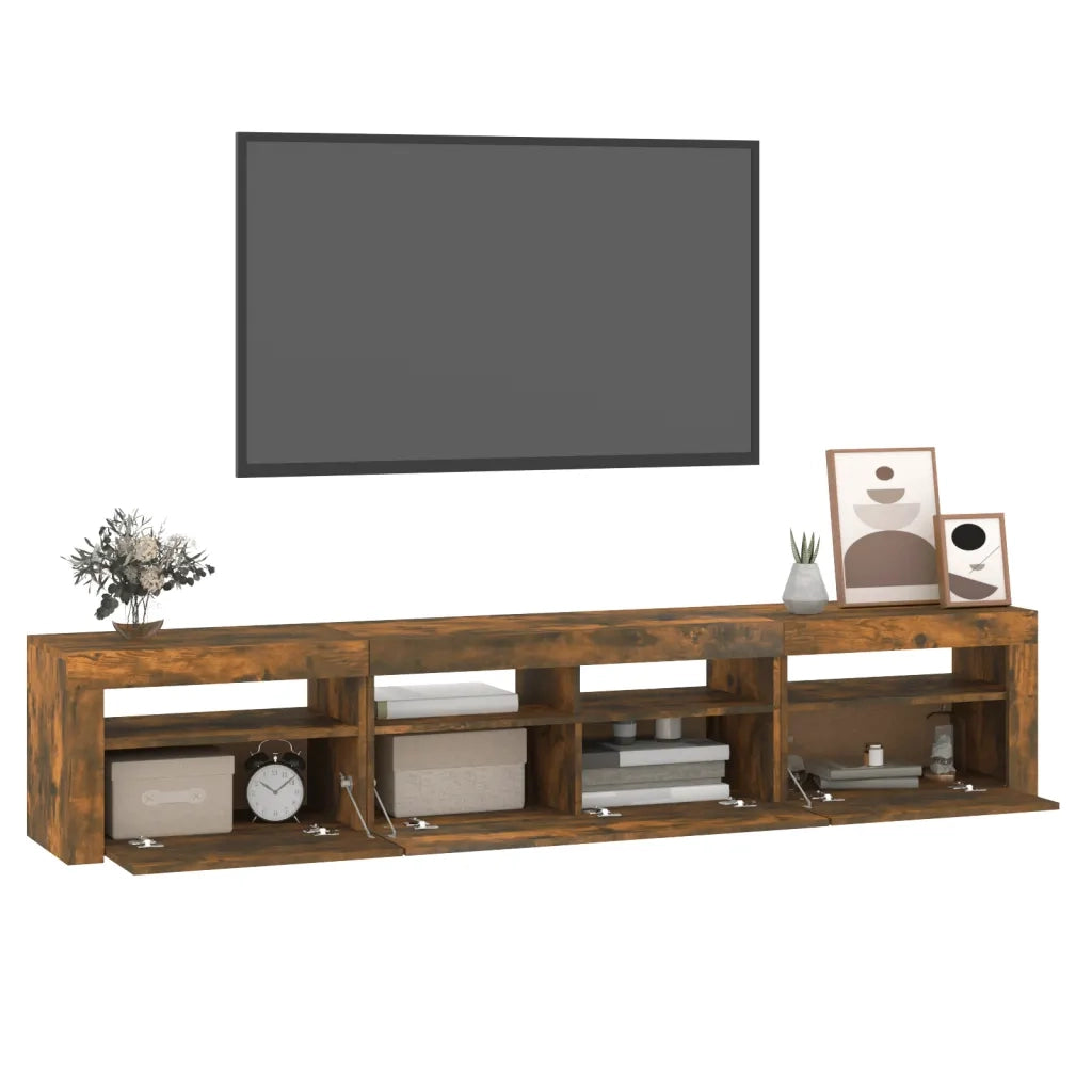 Mobile Porta TV con Luci LED Rovere Fumo 210x35x40 cm cod mxl 24424