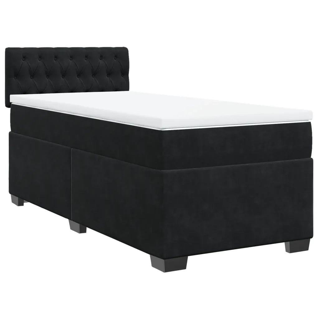 Letto singolo | Letto per adulti | Giroletto a Molle con Materasso Nero 80x200 cm in Velluto