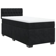 Letto singolo | Letto per adulti | Giroletto a Molle con Materasso Nero 80x200 cm in Velluto