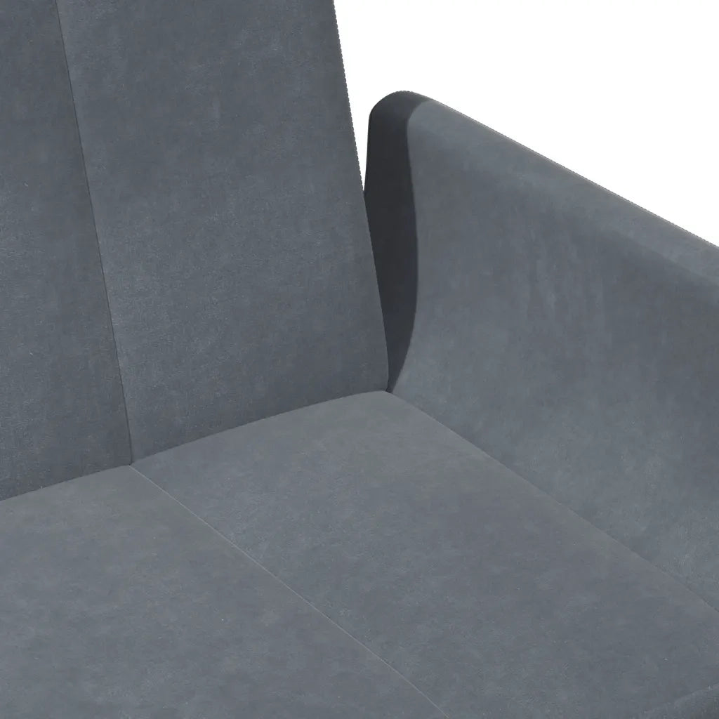 Divano Letto 2 Posti con Poggiapiedi Grigio Scuro in Velluto 3258152