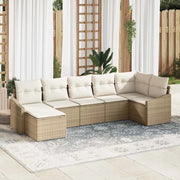 Set di divani con cuscino 7 pcs Beige polyrattan