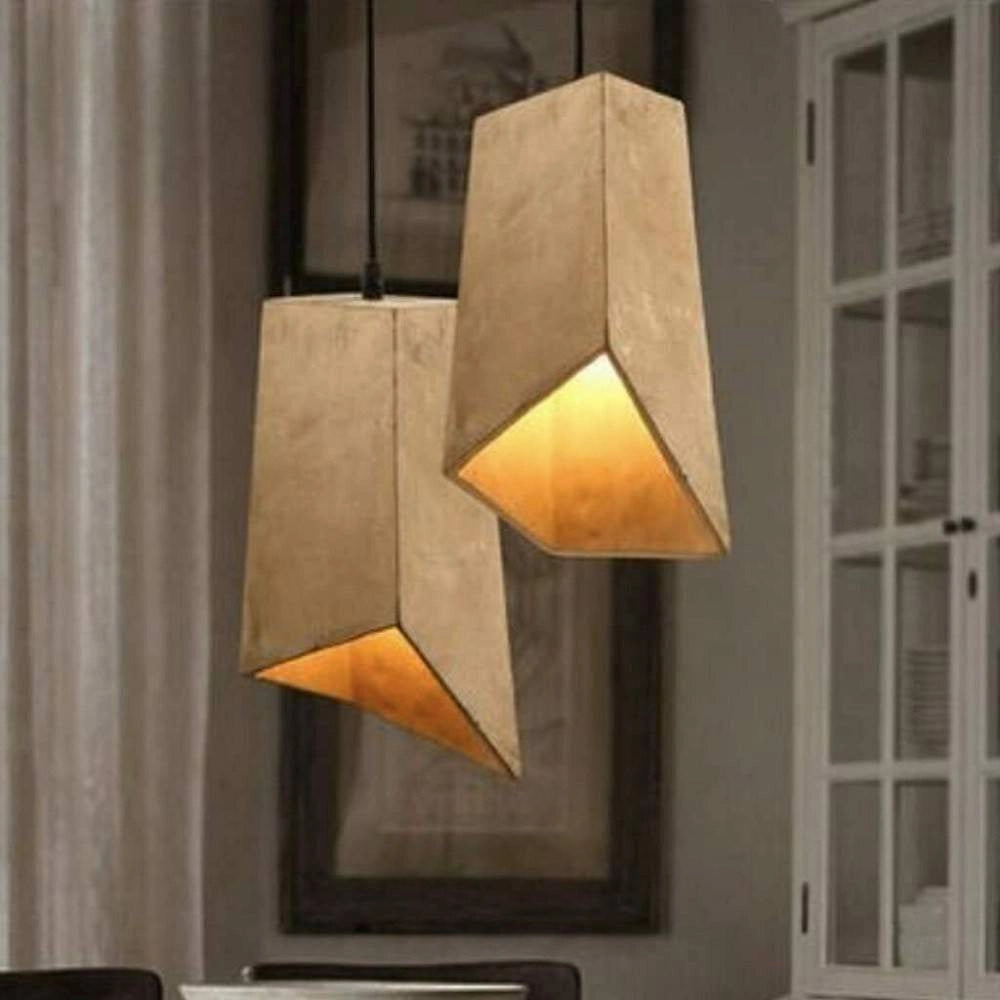 Trade Shop - Lampadario Effetto Cemento A Sospensione Pendente Moderno Con Portalampada E27 -