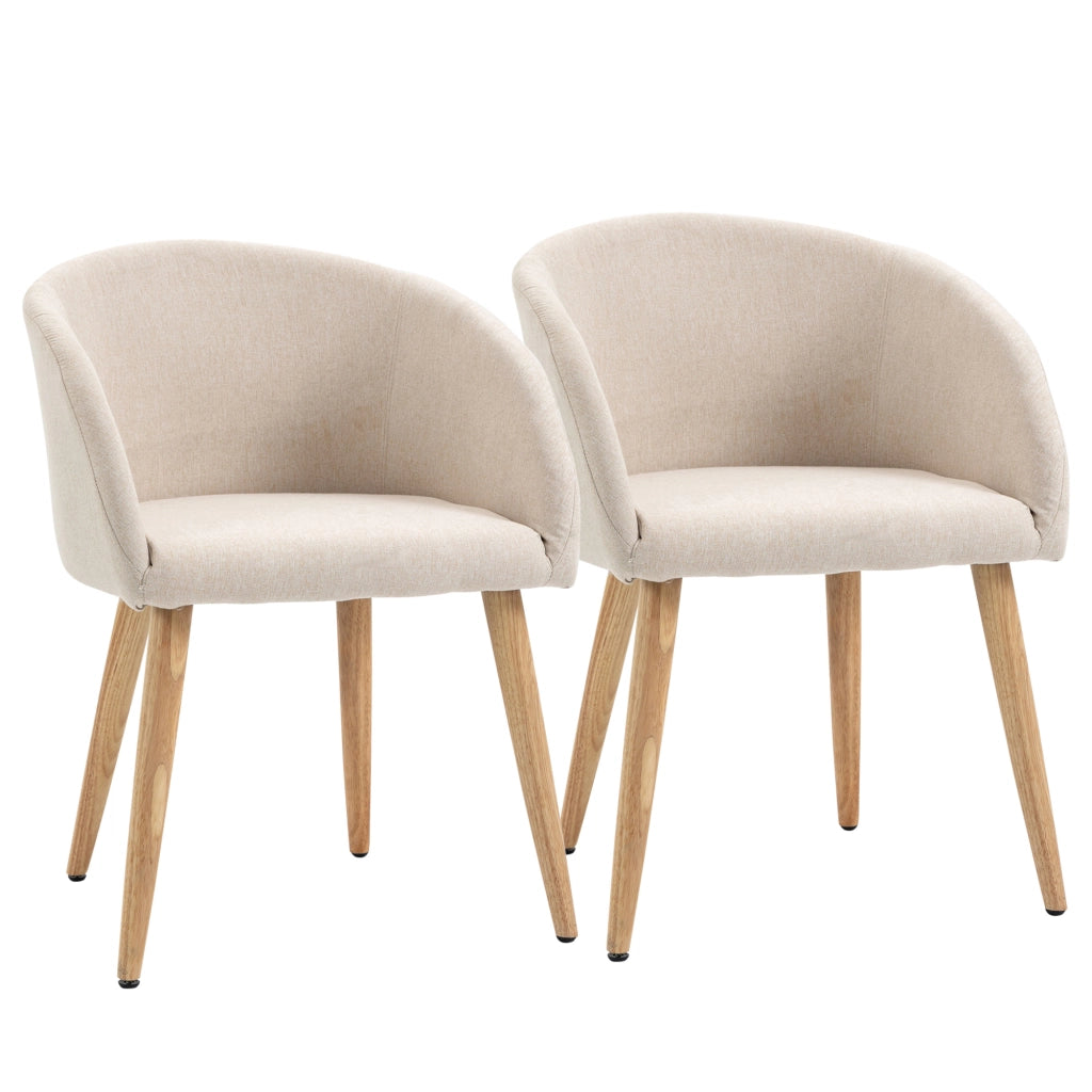 Set 2 Sedie Imbottite ¨C Zephmum ¨C Design Scandinavo, Gambe in Legno, Colore Beige