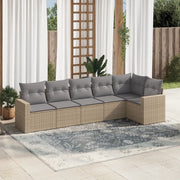 Set Divano da Giardino 6 pz con Cuscini Beige in Polyrattan 3251326