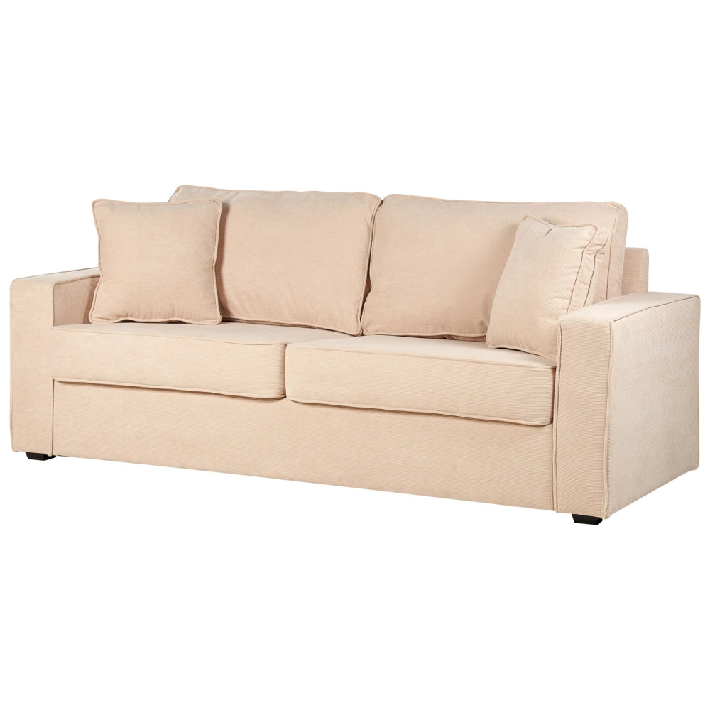 Divano in Velluto beige a 3 Posti con Cuscini decorativi con braccioli colore beige per divano a 3 posti stile moderno salotto