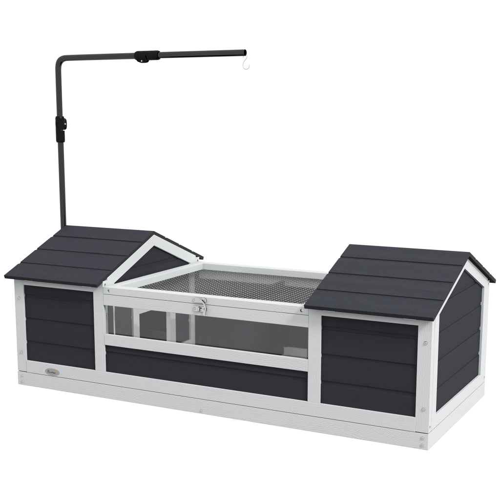 Recinto per tartarughe con 2 nicchie e supporto lampada regolabile in legno massello ¨C zephmum ¨C 120x56.5x43 cm grigio