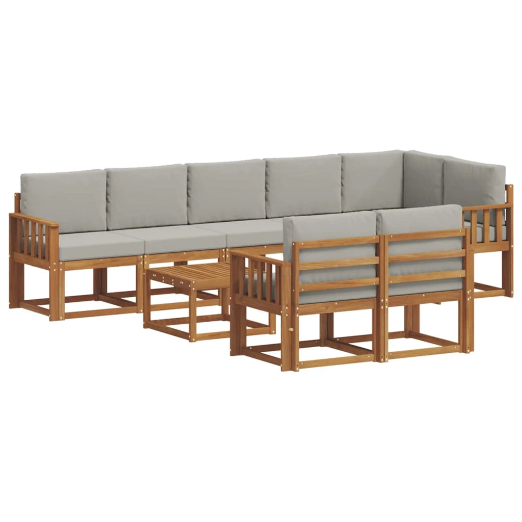 Set di divani da esterno 9 pcs Grigio Naturale e Chiaro