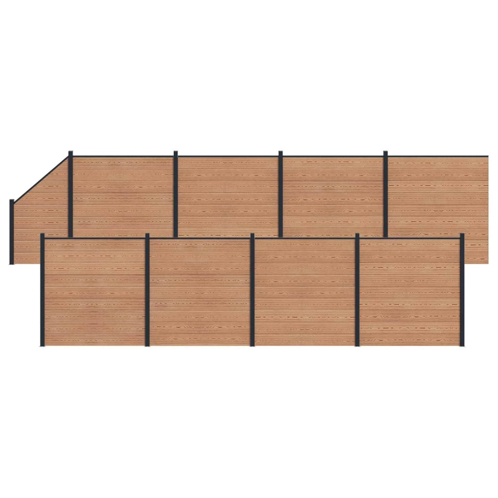Pannello di Recinzione 9 pcs WPC e Alluminio Marrone