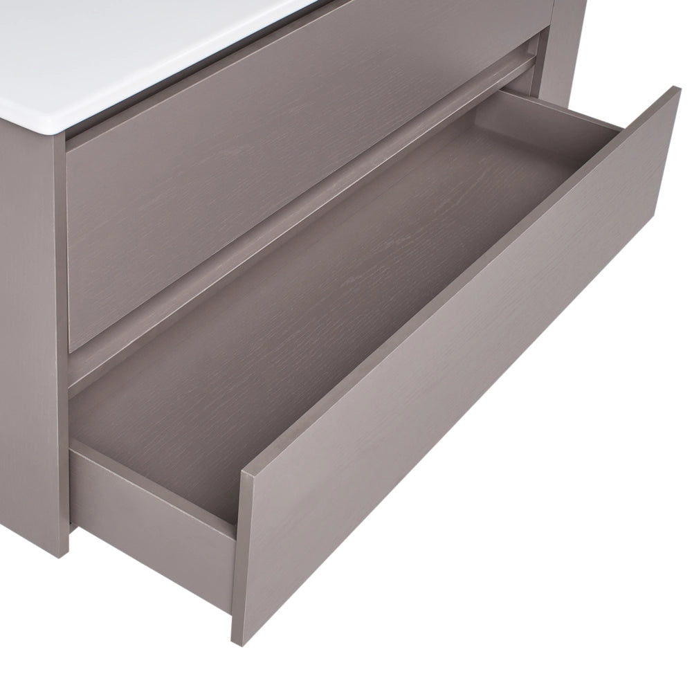 Mobile da bagno sospeso con lavabo in legno ingegnerizzato con contenitore 120 cm tortora design moderno