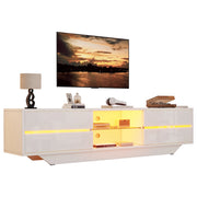 Mobile TV con 2 ante; 4 vani e LED RGB - per soggiorno - 160×35×44.5 cm - bianco