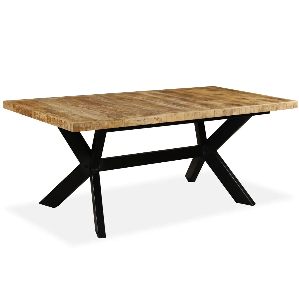 Tavolo da Pranzo in Massello di Mango e Acciaio a Croce 180 cm 244805