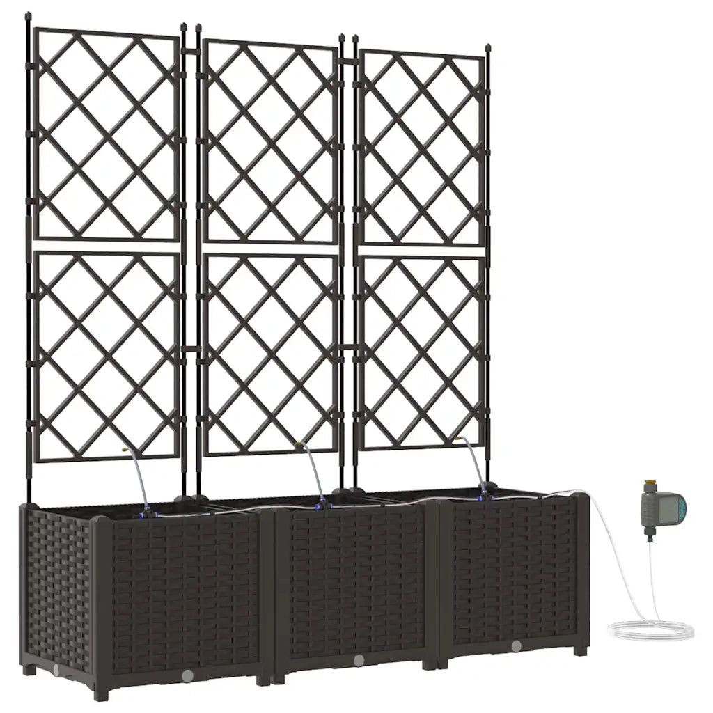Fioriere | Cassetta per fiori | Vaso da giardino 3 pz Marrone 120 x 40 x 142 cm Plastica