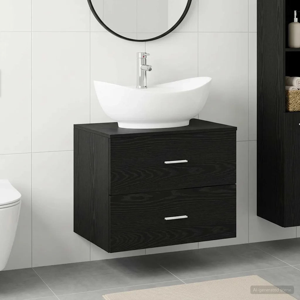 Set di mobili per il bagno Rovere Nero Legno ingegnerizzato 3404399