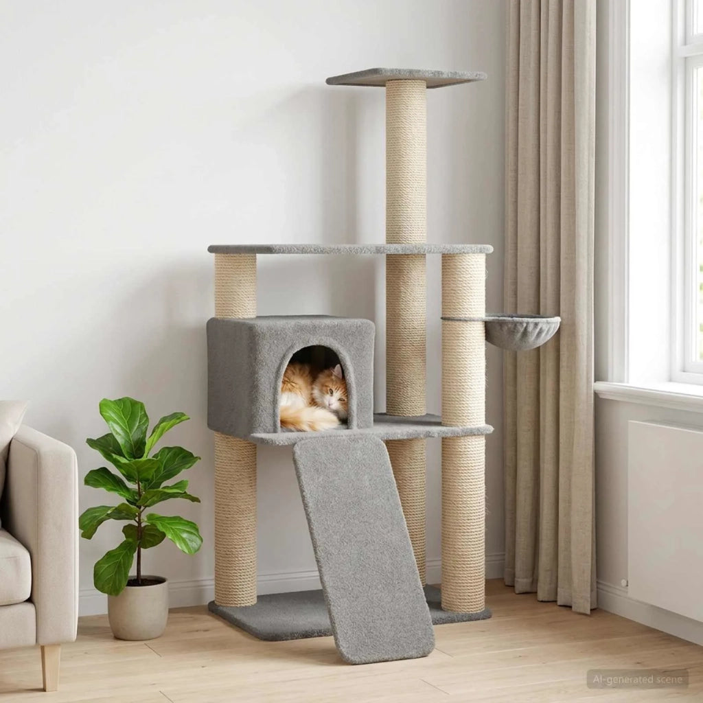 Albero per gatti con pali per graffiare in sisal Grigio Chiaro 42033046