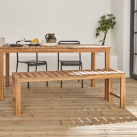 Panca 2-3 posti in acacia e legno chiaro, 140cm, marrone naturale