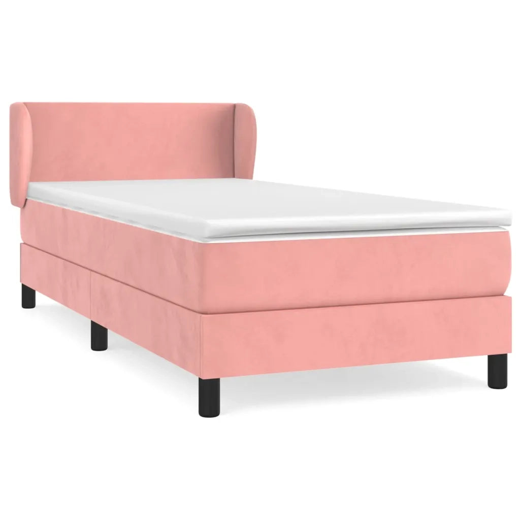 Giroletto a Molle con Materasso-Struttura Letto Rosa 90x190 cm in Velluto 307760
