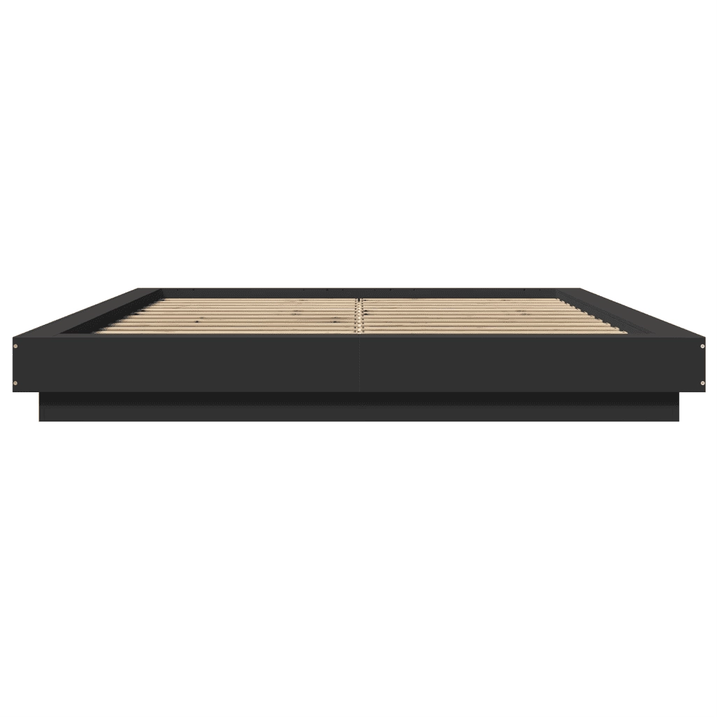 Giroletto con Luci LED Nero 160x200 cm in Legno Multistrato