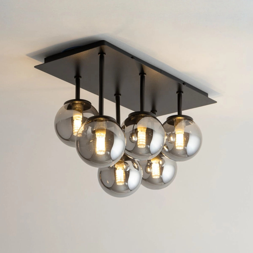 Plafoniera Tulia 6 luci sfere vetro grigio G9 Sigma
