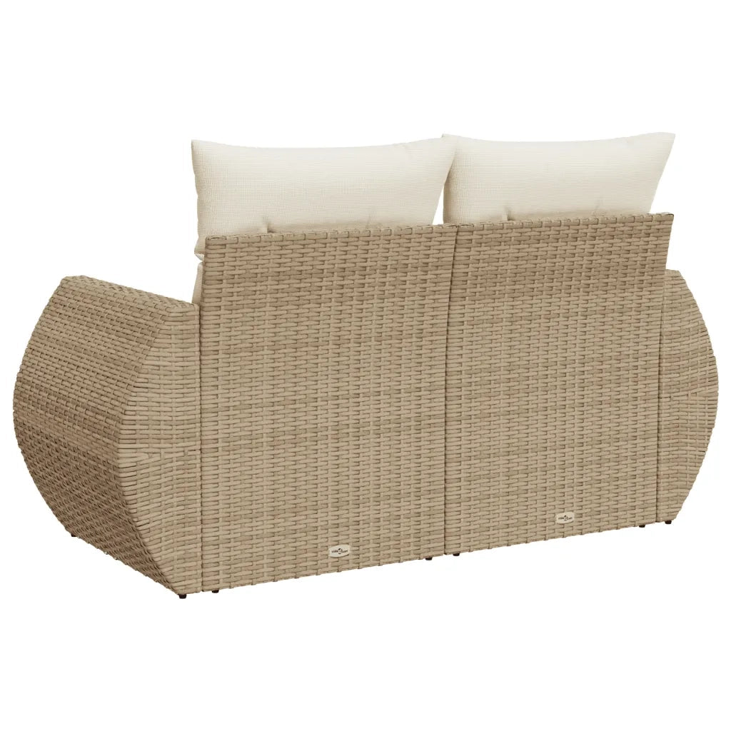 Divano da Giardino con Cuscini a 2 Posti-Sofa da Giardino-Divano da esterno Beige in Polyrattan 732702