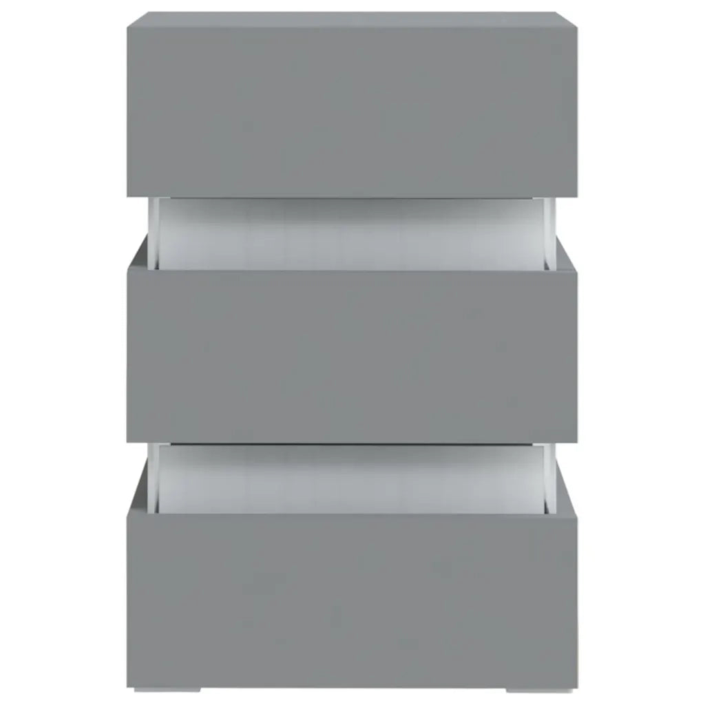 Comodino Grigio con Luci LED 45x35x67 cm in Truciolato cod mxl 58624