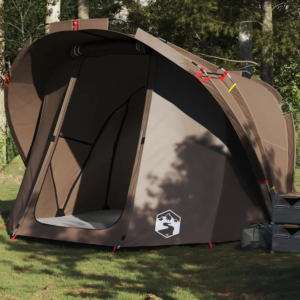 Tenda da Pesca per 4 Persone-Tenda da campeggio Marrone Impermeabile 291593