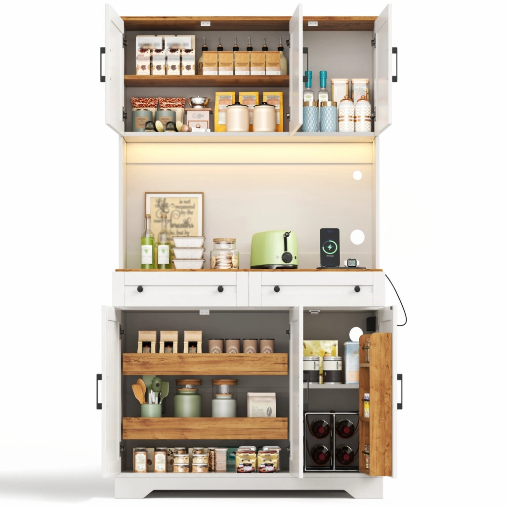 Mobile dispensa multiuso con ripiani ¨C Minimal ¨C Bianco legno 180x100x40