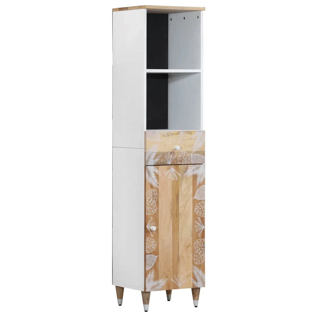 Mobiletto da bagno moderno con spazio di archiviazione 38 x 33,5 x 160 cm in legno massello di mango 02_0057851