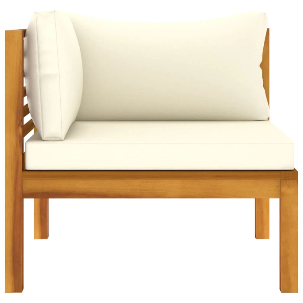 Divano da giardino a 2 posti con cuscino color crema legno massello di acacia 02_0013221