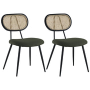Set di 2 sedie in canna e cappio verde cachi ELENA