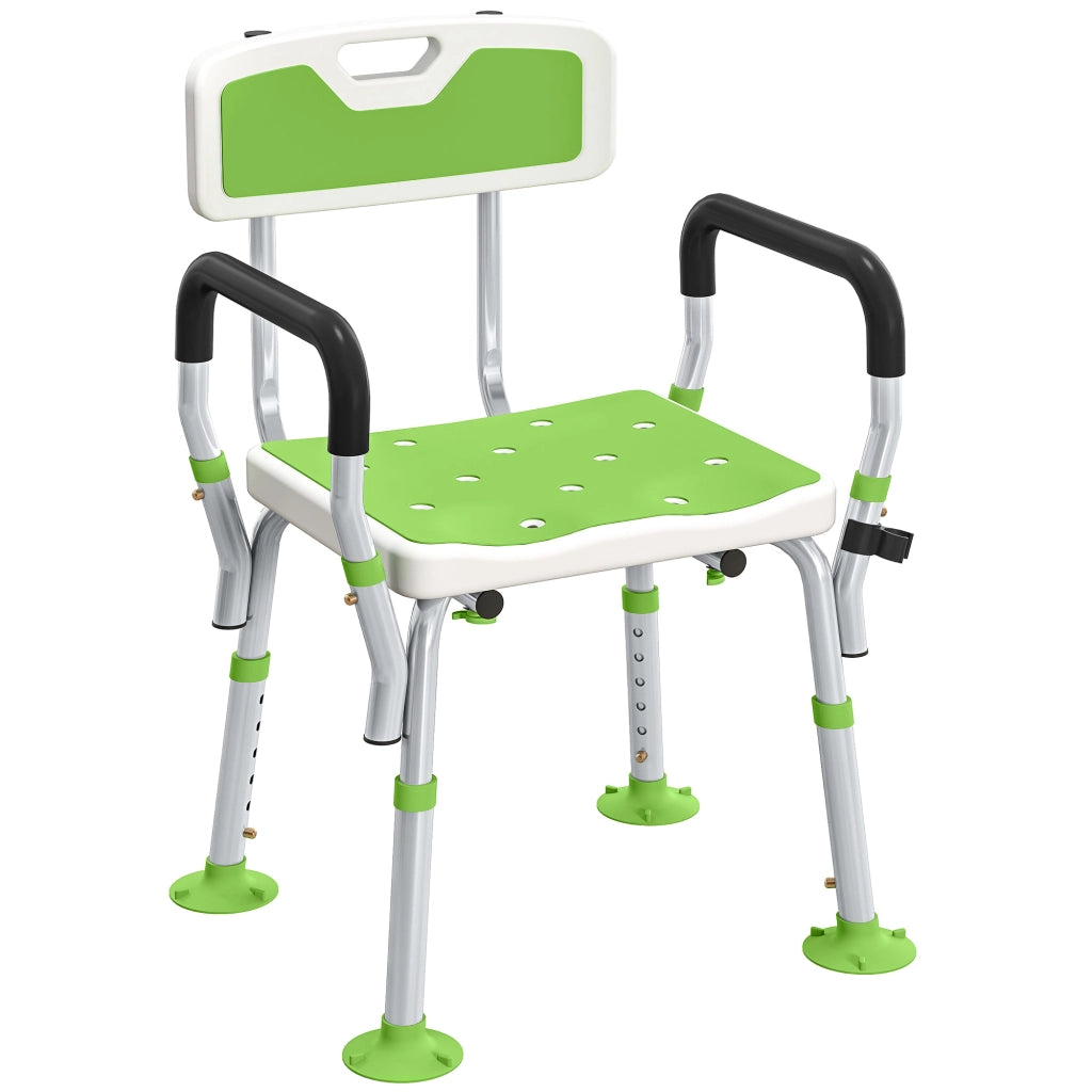 Sgabello da doccia regolabile ¨C zephmum ¨C bianco e verde 56.5x53.5x87 cm
