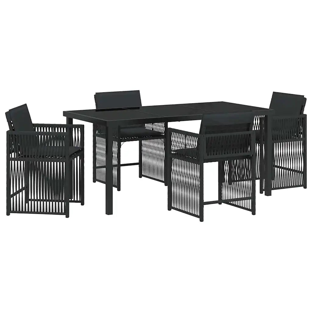 Set da Pranzo per Giardino 5 pcs Nero polyrattan 3380775