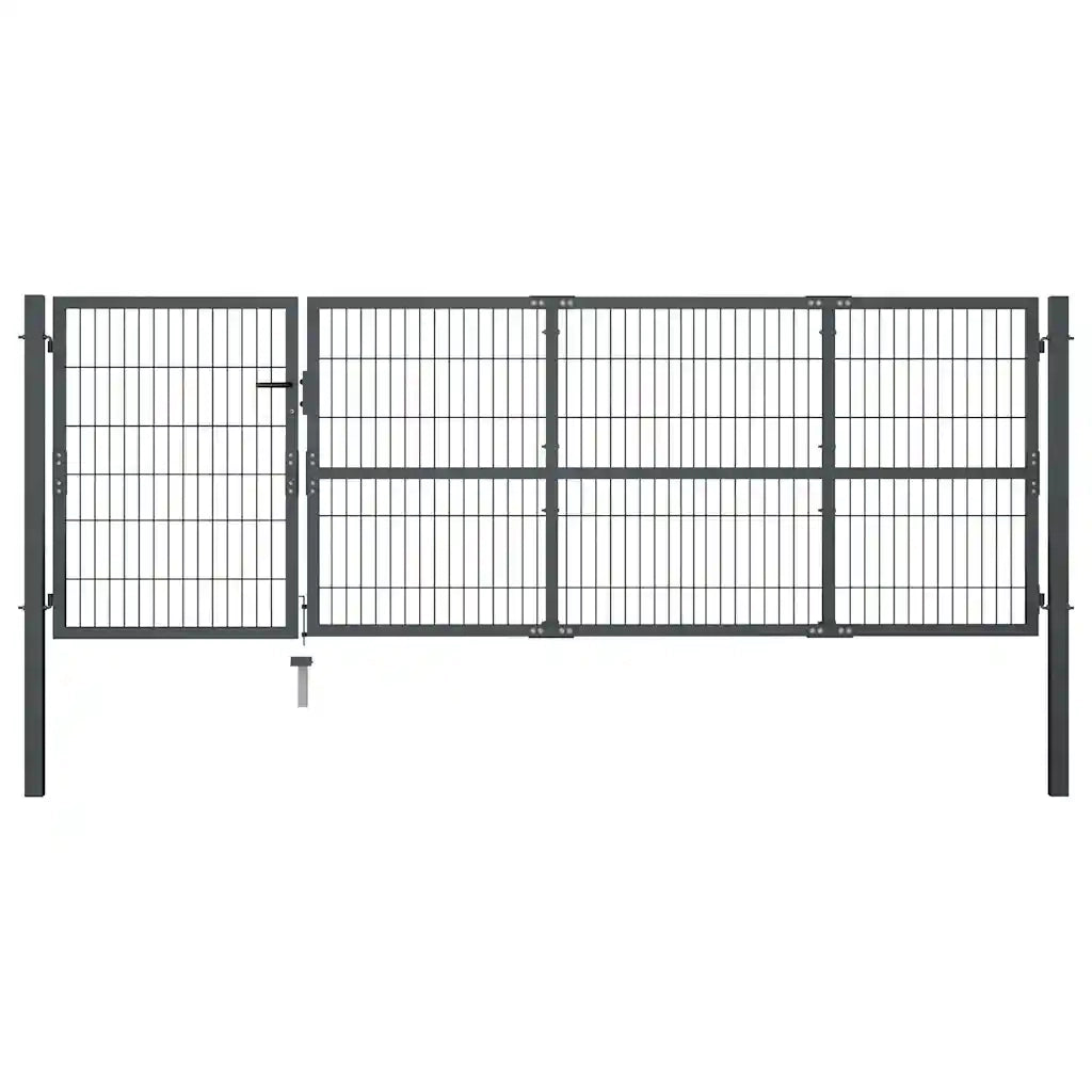 Cancello di Recinzione con Pali in Acciaio 350x100 cm Antracite cod mxl 51936