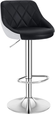 Sgabello cucina, Sgabello da Bar, Sedia da Bar Girevole Regolabile in Altezza, con Schienale Poggiapiedi, in PU, Nero, BH30sz-1