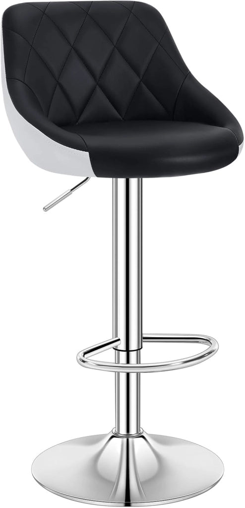 Sgabello cucina, Sgabello da Bar, Sedia da Bar Girevole Regolabile in Altezza, con Schienale Poggiapiedi, in PU, Nero, BH30sz-1