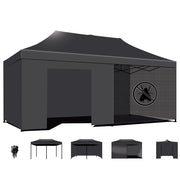 Tenda / Gazebo Per Giardino 3X6 Impermeabile Tendone Pieghevole Per Fiere E Mercati Colore Nero