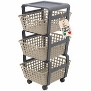 Akitaink Carrello Portatutto 3 Ripiani Tortora