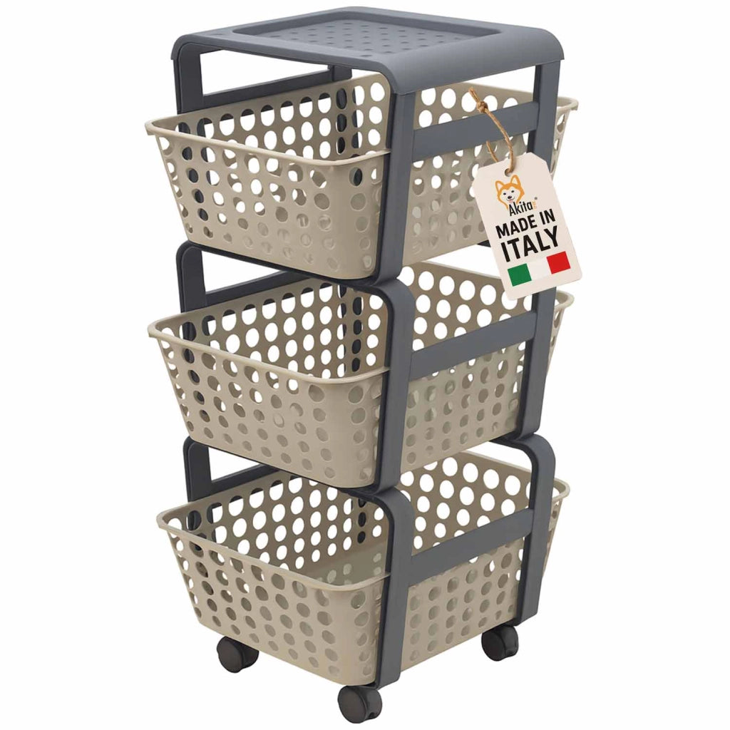Akitaink Carrello Portatutto 3 Ripiani Tortora